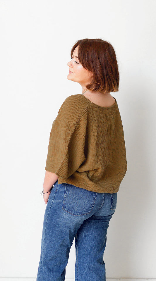 Chic Gauze Dolman Top in Tapenade